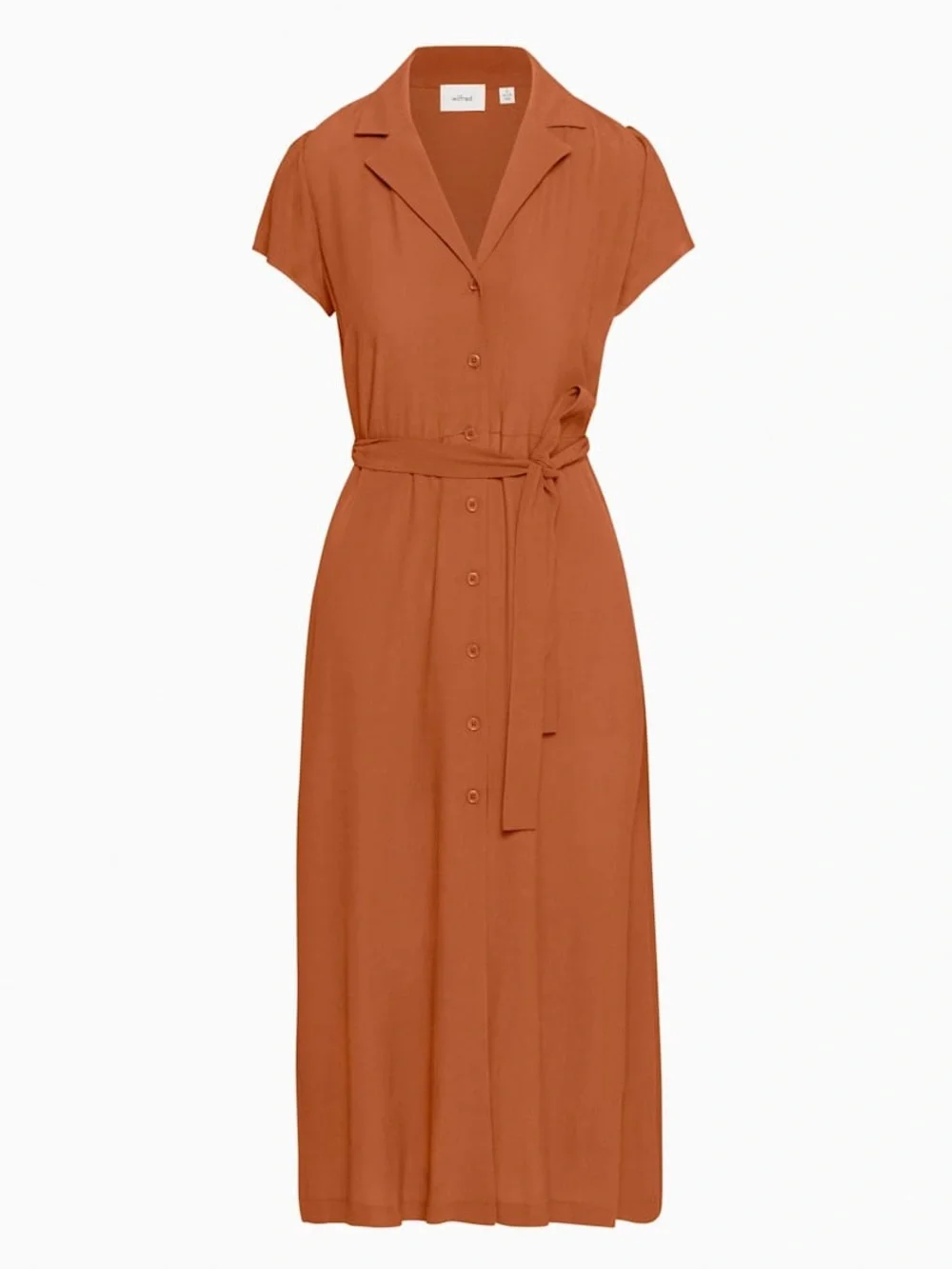 Aritzia Wilfred Anise Brown Midi Shirt Dress - Picture 4 of 7